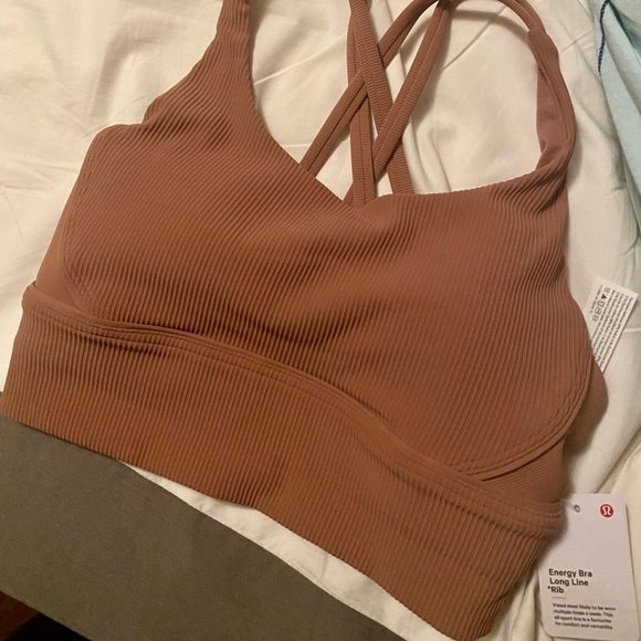 Lululemon energy longline ribbed sports bra in Spiced chai, size 4 - Picture 2 of 5